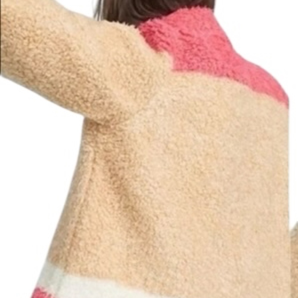 By Anthropologie Color Block Sherpa Jacket. Multicolor. Medium - Picture 2 of 11